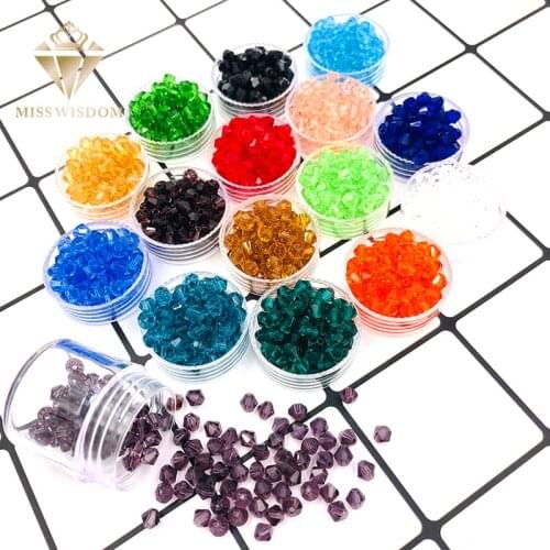New Support wholesale 4mm/6mm Bicone shape Crystal beads rhombus glass beads 200pcs/pack DIY crafts accessories