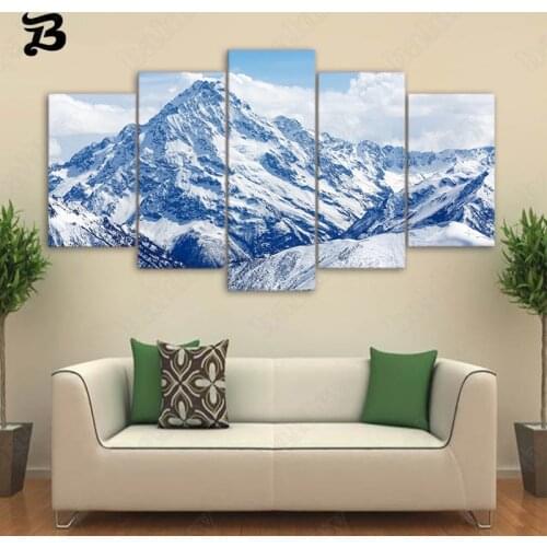 Canvas Painting 5 Pieces Wall Art Landscape Canvas Posters Prints Snow Mountain Scenery Home Decoration Walll Pictures Artwork