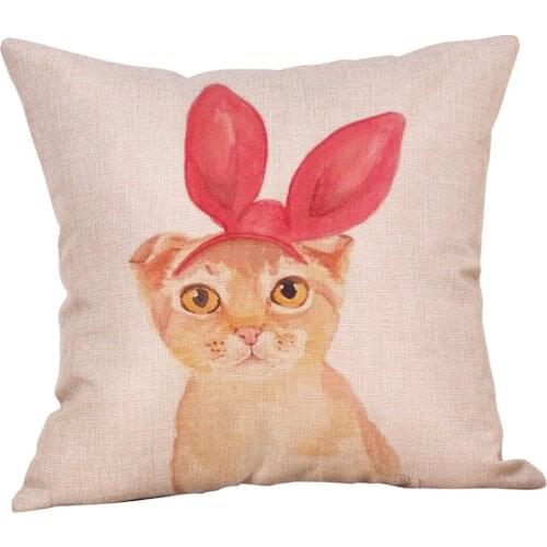 Hot Sale Cartoon Hand-painted Cat Series Pillowcase Digital Printing Linen Cushion Cover Home Decoration Throw Pillow Covers