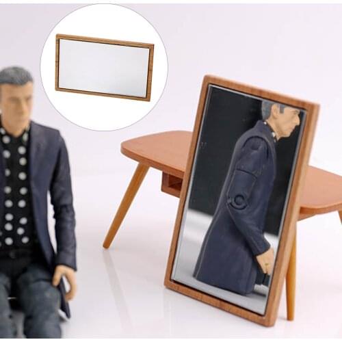 1:12 Scale Doll House Mini Wooden Dressing Mirror,Simulation Model Baby Doll Fitting Room Supplies