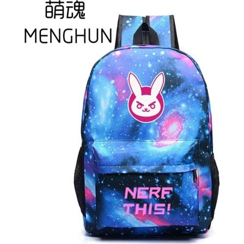 Lovely cute DVA concept backpack DVA nerf this words printing starry sky school backpacks student backpack gift for game fans
