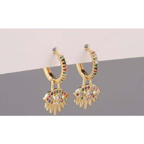 Fashion simple micro-inlaid zircon lucky eye earrings colorful earrings all-match trend funky charm ladies accessories