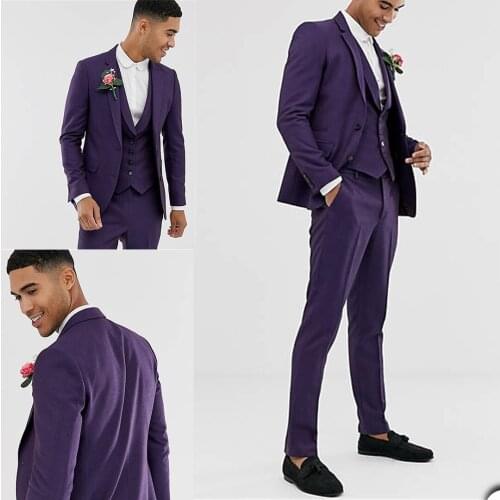 Groom Mens Wedding Tuxedos 3 Pieces Best Men Pants Blazer Suits Prom Party Coat Formal Wear Outfits (Jacket+Vest+Pants)