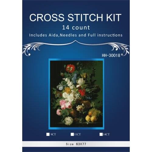 ONEROOM colorfully vase rose flowers Cross Stitch Embroidery Kits 14CT Owl Animal Tree Cotton Thread Painting DIY Needlework DMC