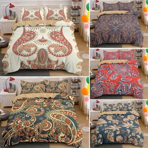 Indian Boho Paisley Decor Bedding Set 2/3PCS With Pillowcase Duvet Cover Queen Comforter Sets Home Textile