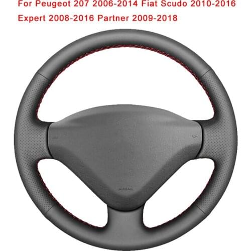 Customized Car Steering Wheel Cover For Peugeot 207 Fiat Scudo Expert Partner 2006-2018 Leather Braid For Auto Steering Wheel
