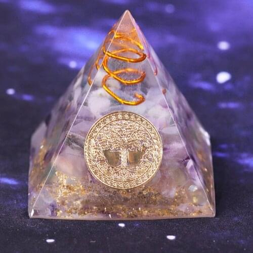 Orgonite Pyramid Natural Fluorite Energy Tree Of Life Converter Helps Career Resin Decorative Craft That Changes The Magnetic