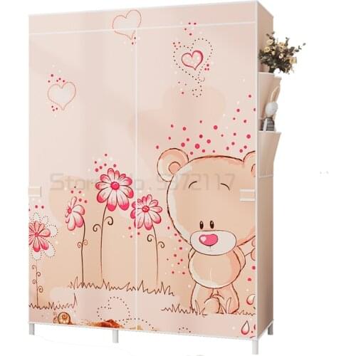 Simple cloth wardrobe bedroom wardrobe all steel frame thickened storage wardrobe simple, strong and durable