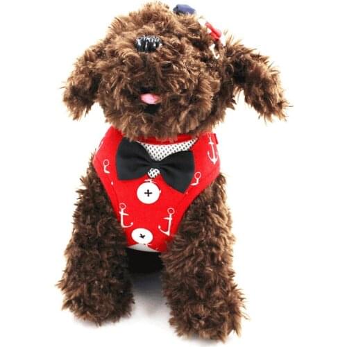 Bow Tie Black Leash Set Adjustable Soft Breathable Dog Cat Control dog Harness set Nylon for small pet puppy collar Chest Strap
