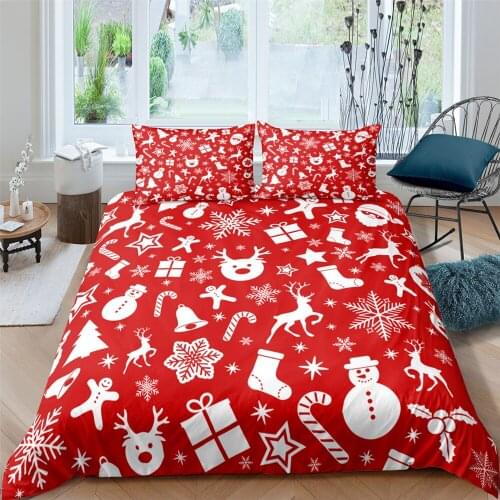 Merry Christmas Red Bedding Set Gift Claus Luxury 3d Duvet Cover Set Comforter Bed Linen Twin Queen King Single Size Dropship