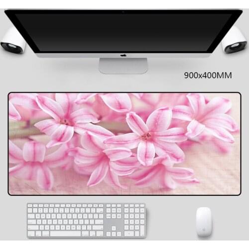 Pink Flower Mats Mice Pad Large Printed Mouse Pad Personality with Sewn Edges Gaming Mice Pads for Your Girl Friend or Daughter