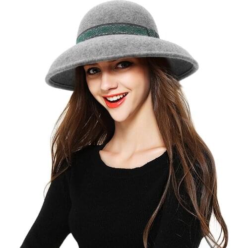 Spring Female Fedoras Hat Women French Retro Wool Ethnic Wind Decorative Band Cap Ladies Church Party Elegant Fashion Hats H7241
