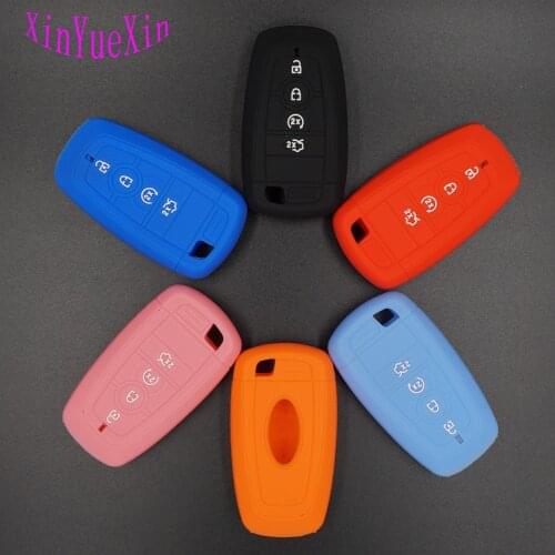 Xinyuexin Silicone Car Key Cover FOB Case For ford 2017 mondeo edge Explorer Taurus Flex Escape Mustang Key Case Car-styLing