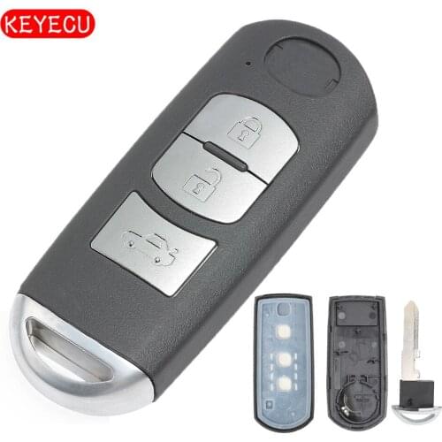 Keyecu Smart Remote Key Shell Case Fob 3 Buttons for Mazda 3 5 6 CX-5 CX-7 CX-9 RX8 Miata MX5