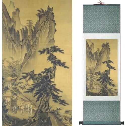 Old fashion painting landscape art painting Chinese traditional art painting China ink painting2019082232