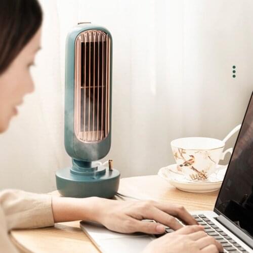 USB Air Cooler Fan Summer Tower Fan Small Air Conditioner Cooling Fan for Home Office Bedroom USB Leafless Cooling Fan