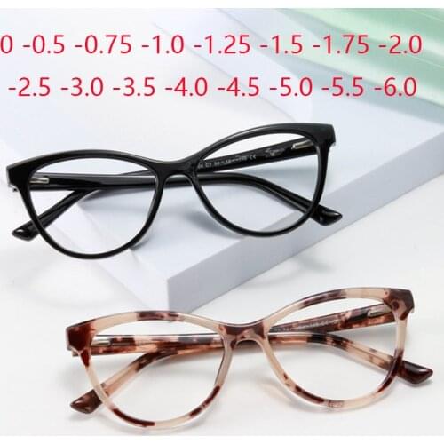 Oval Anti-Blue Ray Cat Eye Eyewear Women Style Nearsighted Spectacles 0 -0.5 -1.0 -2.0 To -6.0