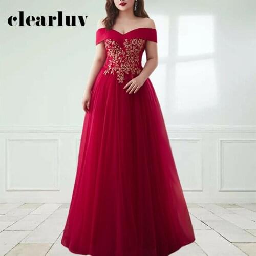 Burgundy Boat Neck Evening Dress DR1127 Off The Shoulder Sexy Vestidos De Fiesta Appliques Beading Women Party Dresses 2020