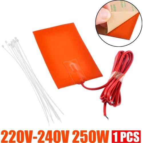 1pc 250W 9x13cm Engine Oil Pan Sump Tank Heater Pad 220V Silicone Heater Pad Block Hydraulic Tank Heating Plate Accessories