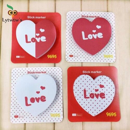 1 Pieces Lytwtws Cute Kawaii Heart Love Sticky Notes Memo Pad Book Marker Stationery Office School Supplies Planner Sticker