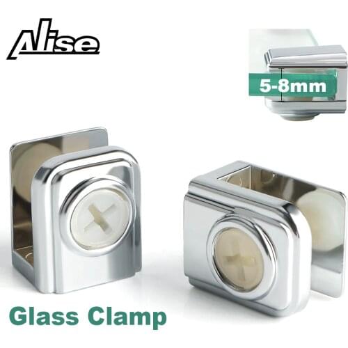 1pcs Glass Clamp Glass Brackets Zinc Alloy Chrome finish Glass Shelf Holder Support Brackets Glass Clips For 5-8mm Silver