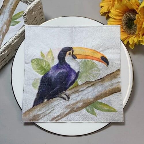 20Pcs/Pack Birds Plants Decoupage Paper Napkins Vintage Tissues for Xmas Wedding Birthday Party Decor Animal Tableware New L