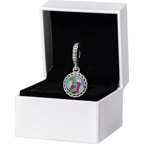 2020 Parrot Enamel Charms 100% Authentic 925 Sterling Silver Charm Beads Fit Original Bracelets Bangles DIY Make Wholesale