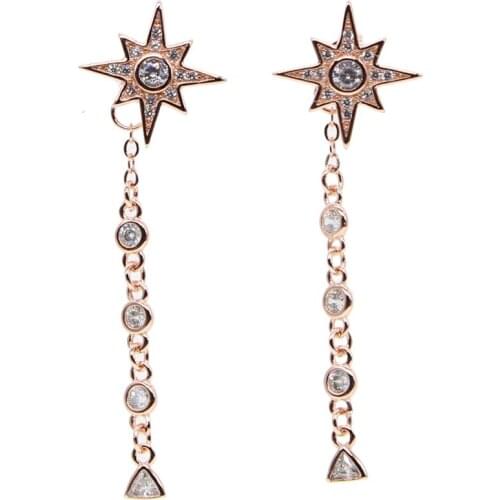 2019 fashion jewelry bezel setting AAA cubic zirconia double sided star stud women girl elegant dainty earring drop shipping