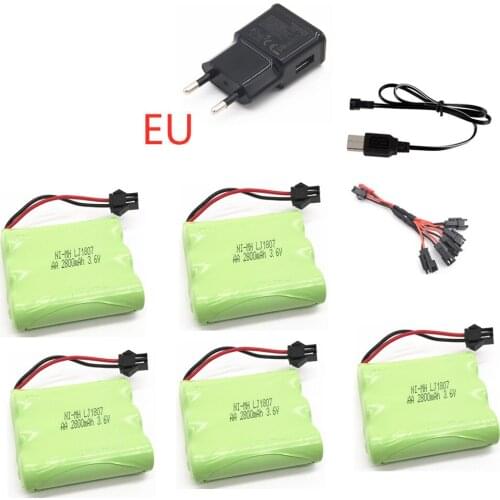 3.6V 2800mah Ni-MH Battery + 3.6v Charger For Rc toy Car Boat Gun Tank Train Robot AA 3.6v Rechargeable Battery Pack For RC boat