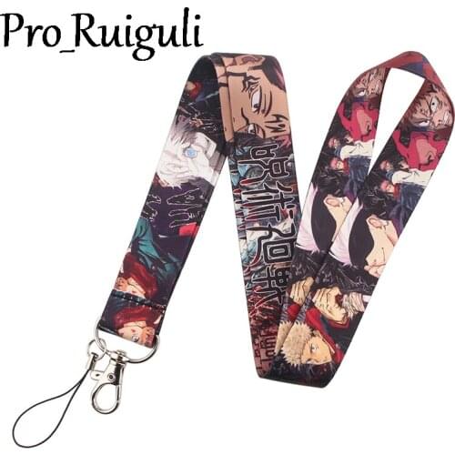 30pcs Jujutsu Kaisen Lanyard Keys Phone Holder Funny Neck Strap With Keyring ID Card DIY Animal webbings ribbons Hang Rope