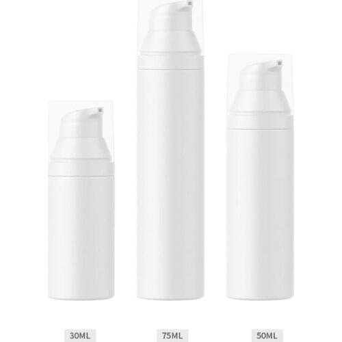 300pcs/lot 30ml 50ml 75ml Empty White airless lotion pump bottle PP airless pump Cosmetic airless Handcream refillable bottle