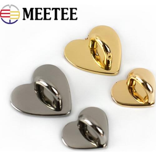 20pcs 18X21mm/24X25mm Non-detachable Metal Heart D Ring Side Clip Buckle Bag Hardware Clasp Accessories DIY Pendant Hook Buckles