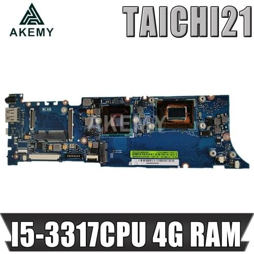 Akem TAICHI21 With I5-3317CPU 4G RAM mainboard For Asus TAICHI21A Laptop motherboard MAIN BOARD 100%Tested Working free shipping