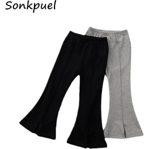 Babyfashion Kids Boot Cut Pants Girls Casual Trousers Pants Children Pure Color Trousers Cotton Clothing Girls Flare Pants 2-7 Y