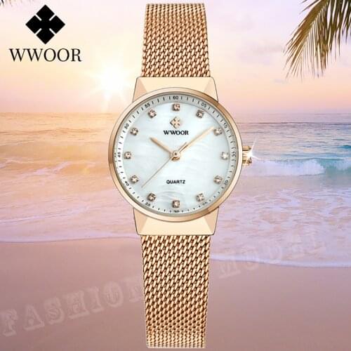 2020 Fashion Rose Gold Watches Women WWOOR Famous Brand Luxury Diamond Ladies Watch xfcs Dress Gift Watch For Women montre femme