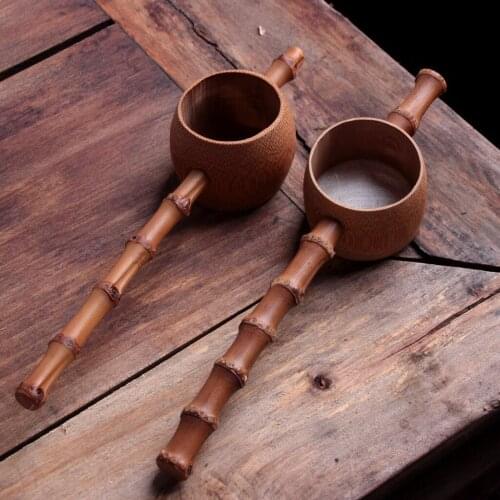 Tea Leaf Ball-shape Filter Loose Leaf Strainer Spoon Bamboo Material Tea Set
