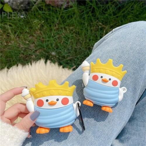 Cute Duck Earphones Cases For Apple Airpods 1 2 3 Silicone Headphones Protection Cover For air pods Headset Charing Box Funda