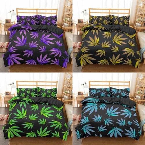 Home Textile Luxury 3D Maple Leaf Print 2/3Pcs Comfortable Duvet Cover Pillowcase Bedding Sets Queen and King EU/US/AU Size