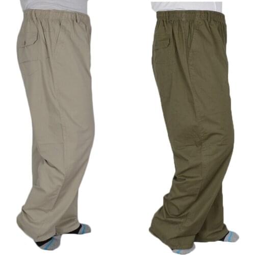 HOT 2019 Outdoor Summer thin fat cotton trousers tall waist Middle-aged old men washing elastic Exercise Pants plus size 8XL