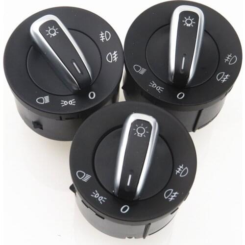 FHAWKEYEQ Qty 3 Chrome Headlight Switch Contorl For VW Caddy Golf MK5 MK6 Passat B6 3C Jetta 5 Touran Tiguan 5ND 941 431 A XSH