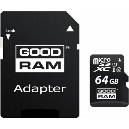 Micro SD Memory Card with Adaptor GoodRam M1AA 64 GB Black