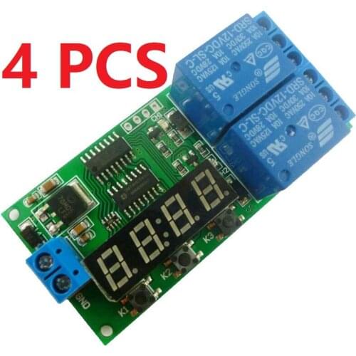 KC22B02_12V*4 4pcs KC22B02 DC 12V Power on Delay Relay Cycle Timer Switch Board 1-9999s for Motor Reversible Motorcycle