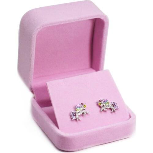 Colorful Glitter Enamel Unicorn Earrings Stud Jewelry Crystal Unicorn Cute Animal Small Earrings Women Wedding Gift Jewelry