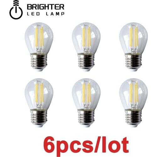 4W G45 Retro Edison Filament Bulb E27 Bombillas 220V Vintage Lamp 6pcs/lot 2700K Gold Glass Inner Decoration