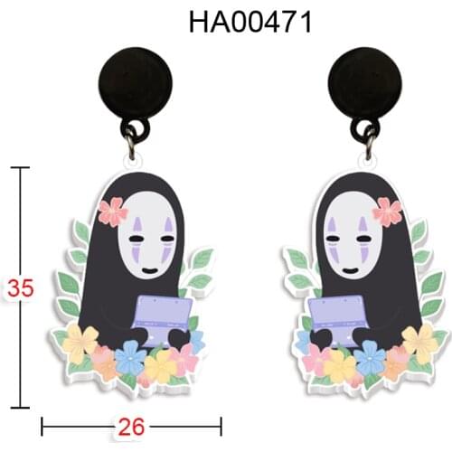 Cute Japanese Cartoon Spirited Away Black Stud Earrings For Kid Charm Gift Summer Jewelry Decoration Drop Earrings