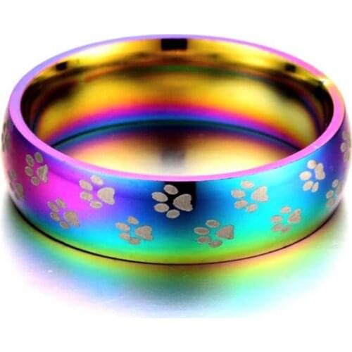 Fashion creative glare colorful small feet titanium steel ring simple stainless steel couple ring ring