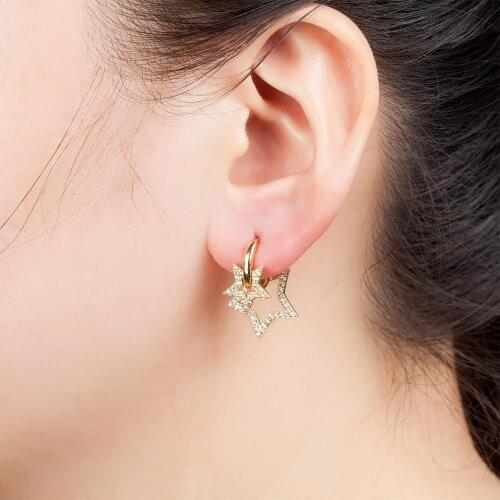 Fashion Classic Geometric Earrings Asymmetric Earrings Star Moon Female Korean Jewelry For Woman Gift