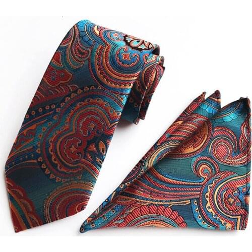 Necktie Set Paisley Trendy Mens Unisex Suit Shirt Accessories Gifts Business Banquet Wedding Neckwear Pocket Towel Two Piece