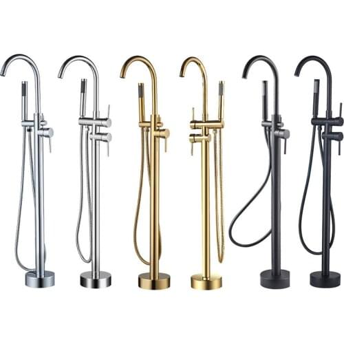 JFaucet Floor Standing Bathtub Mounted Shower Faucet Swivel Waterfall Spout free standing bathroom Crane Bath Shower Mixer Tap