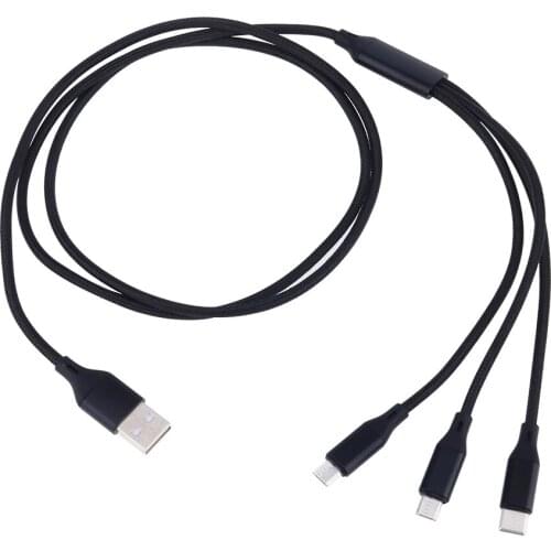 Nylon Data Line 3 in 1 Cable For iPhone Android Type-c Mobile Phone Multi-function Usb One Dragging Three Data Charge Cord